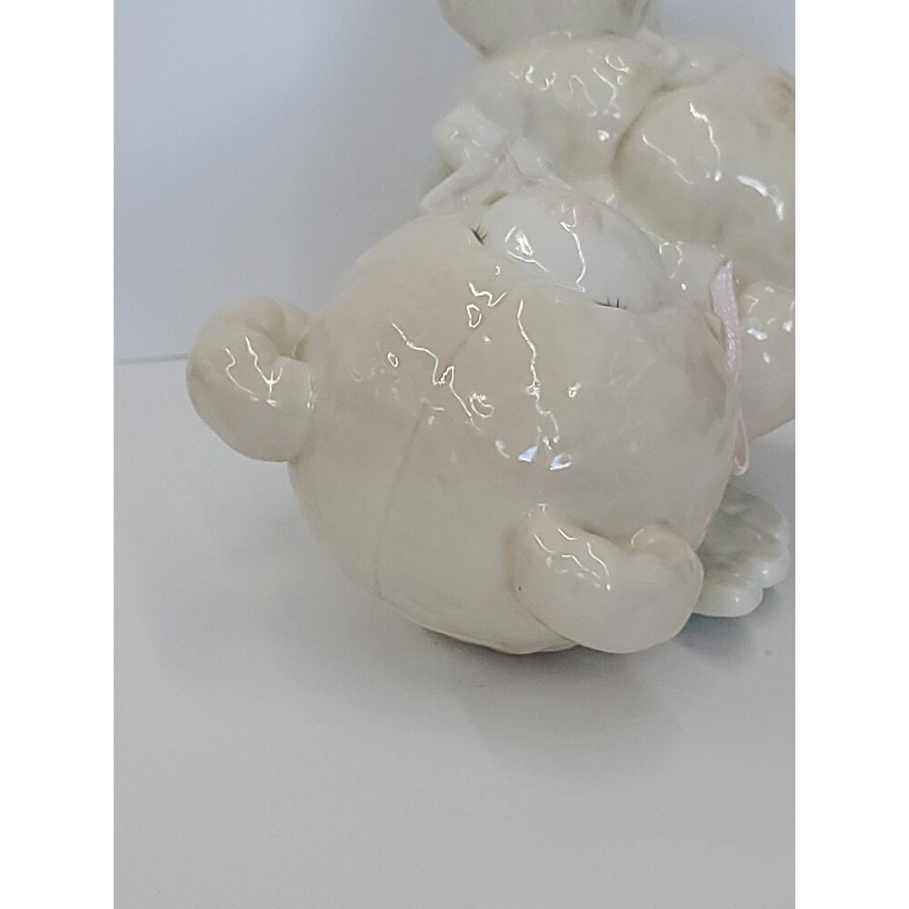 Ceramic Bank - Teddy Bear W/ Angel Wings & Cross- Unmarked -‎ Coins/Nursery/Pink - Picture 6 of 10